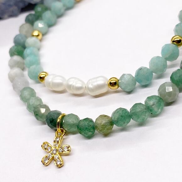 NEW Jade Stone & Amazonite Stone Layering Bracelet Set - Picture 9 of 12